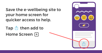 Save the e-wellbeing site to your home screen to get help quickly